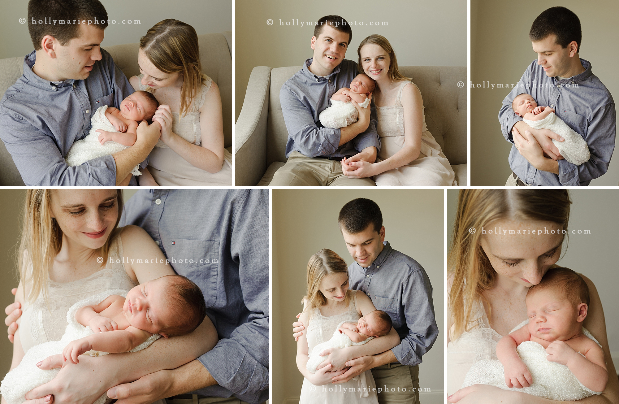 Newborn with family in photography studio